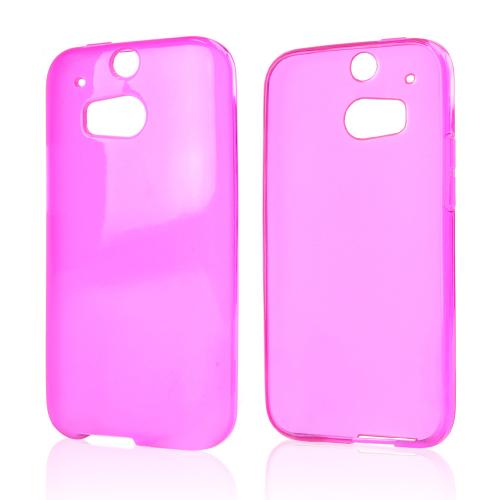 Hot Pink/ Frosted Crystal Silicone TPU Flexible Skin Case for HTC One (M8)