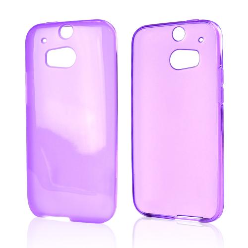 Purple/ Frost Crystal Silicone TPU Flexible Skin Case for HTC One (M8)
