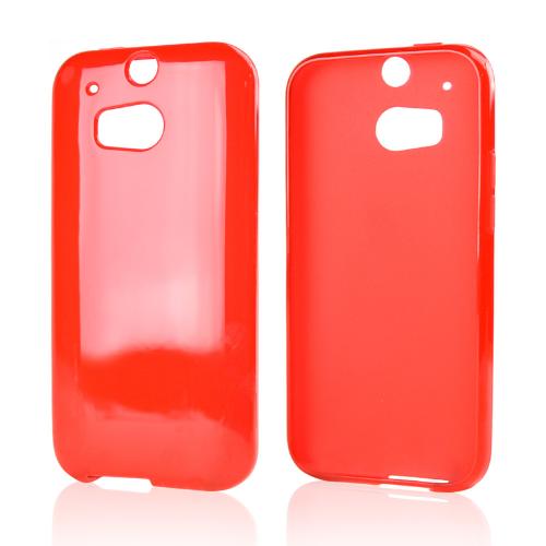 Red/ Frosted Crystal Silicone TPU Flexible Skin Case for HTC One (M8)