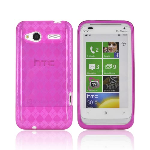 HTC Radar 4G Crystal Silicone Case - Argyle Hot Pink