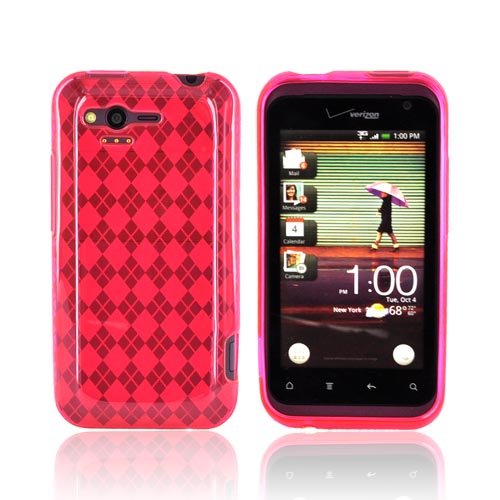 HTC Rhyme Crystal Silicone Case - Argyle Hot Pink