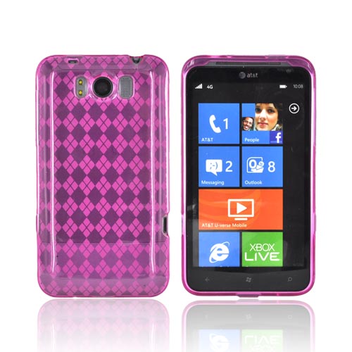 HTC Titan Crystal Silicone Case - Argyle Hot Pink
