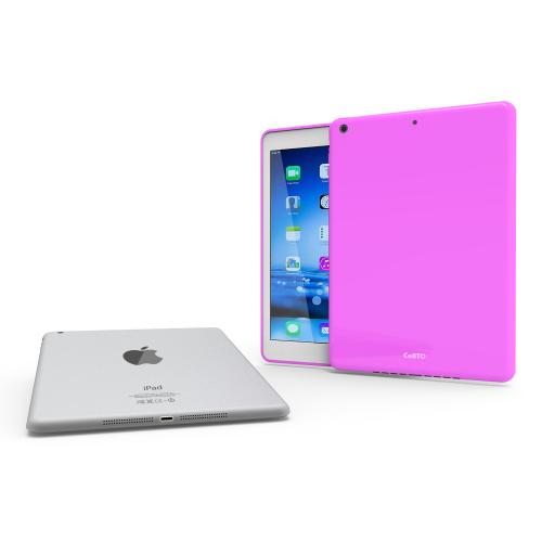 Hot Pink Anti-Slip TPU Crystal Silicone Skin Case & Free Screen Protector for Apple iPad Air