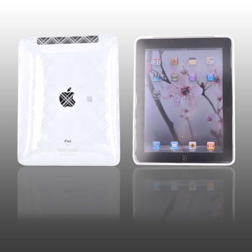 Apple iPad (1st Gen) 1st Crystal Silicone Case, Rubber Skin - Checkered Plaid on Transparent Clear