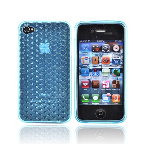 Apple iPhone 4 Silicone case Crystal - Geometric Cube Baby Blue