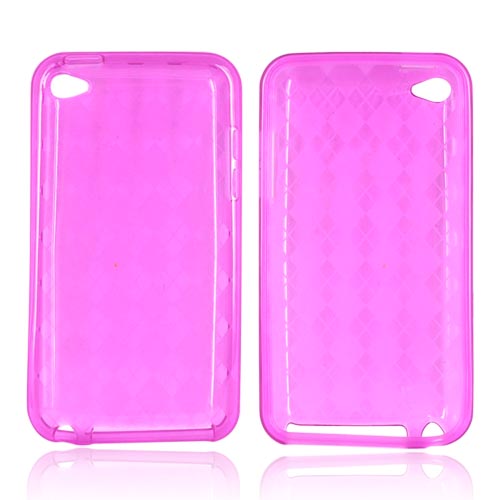 Luxmo Apple iPod Touch 4 Crystal Silicone Case - Diamonds on Hot Pink