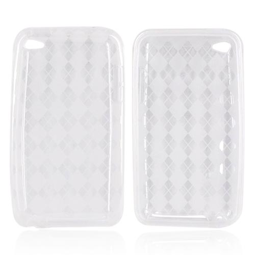 Luxmo Apple iPod Touch 4 Crystal Silicone Case - Diamonds on Clear/White