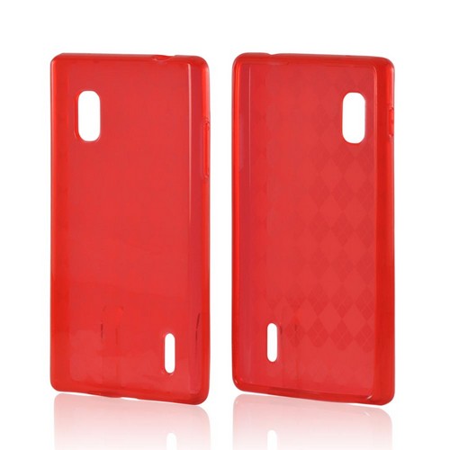 Red Argyle Crystal Silicone Case for LG Optimus G (AT&T)