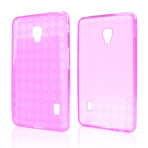 Argyle Hot Pink Crystal Silicone Skin Case for LG Optimus F6
