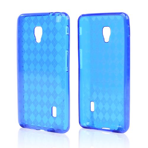 Argyle Blue Crystal Silicone Skin Case for LG Optimus F6