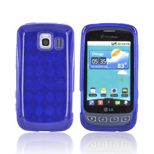LG Optimus S LS670 Crystal Silicone Case - Blue Argyle
