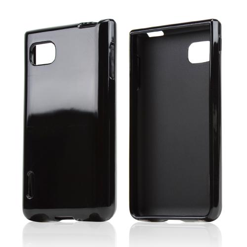 Black Crystal Silicone Skin Case for LG Optimus F3