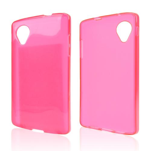 Hot Pink/ Frost Crystal Silicone Skin Case for LG Google Nexus 5
