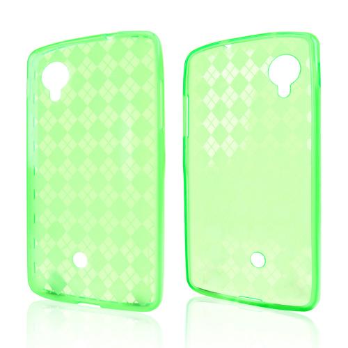 Argyle Neon Green Crystal Silicone Skin Case for LG Google Nexus 5