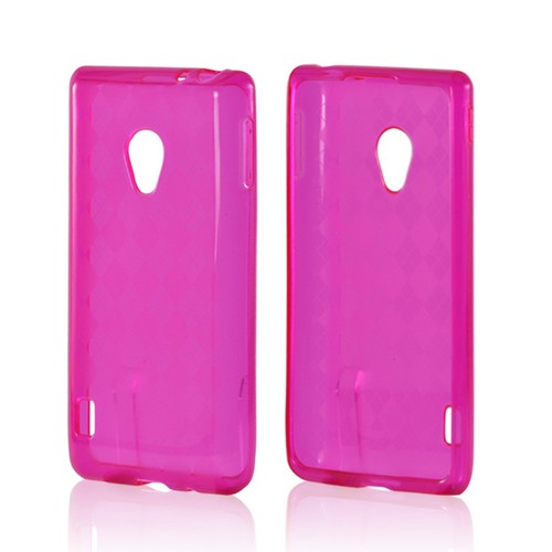 Hot Pink Argyle Crystal Silicone Case for LG Spirit 4G