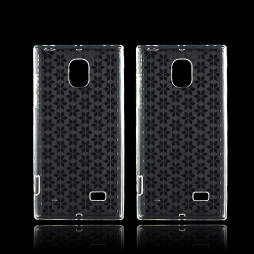 LG Optimus VS930 (Optimus LTE II) Crystal Silicone Case - Clear Hex Star