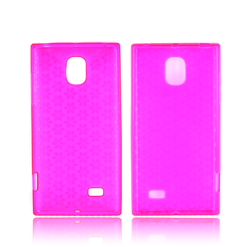 LG Optimus VS930 (Optimus LTE II) Crystal Silicone Case - Pink Hex Star