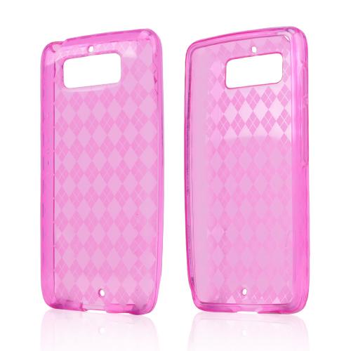 Argyle Hot Pink Crystal Silicone Skin Case for Motorola Droid Mini