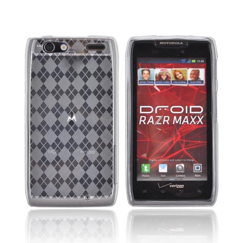 Motorola Droid RAZR Maxx Crystal Silicone Case - Argyle Clear