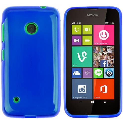 Blue/ Frost Nokia Lumia 530 Flexible Crystal Silicone TPU Case - Conforms To Your Phone Without Stretching Out!