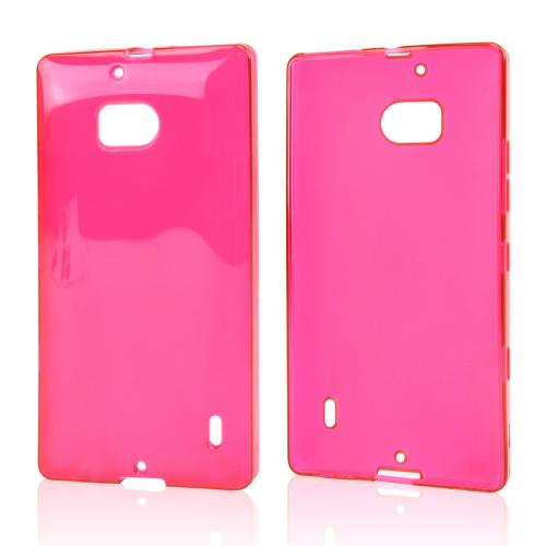 Hot Pink/ Frost Crystal Silicone Skin Case for Nokia Lumia Icon