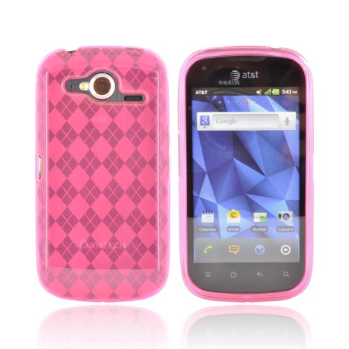 Pantech Burst 9070 Crystal Silicone Case - Argyle Pink