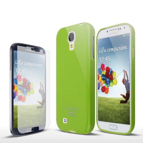 Lime Green Glitter Matte Crystal Silicone Skin Case for Samsung Galaxy S4