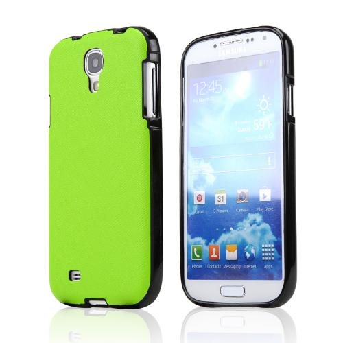 Lime Green/ Black Crystal Silicone Skin Case w/ Textured Back for Samsung Galaxy S4