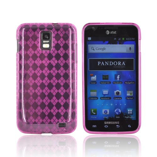 Samsung Galaxy S2 Skyrocket Crystal Silicone Case - Hot Pink (Argyle Interior)