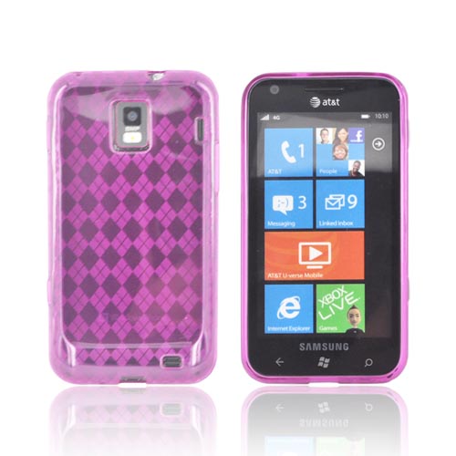 Samsung Focus S i937 Crystal Silicone Case - Argyle Hot Pink