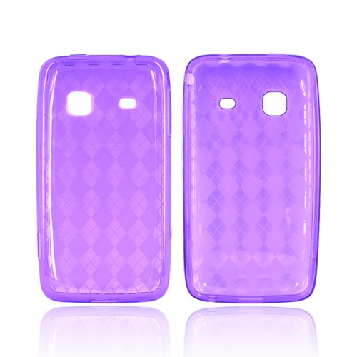 Samsung Prevail M820 Crystal Silicone Case - Purple Argyle
