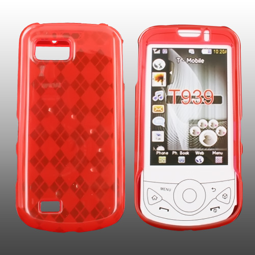 Samsung Behold 2 T939 Crystal Silicone Case - Argyle Print on Transparent Red