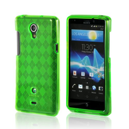 Neon Green Argyle Crystal Silicone Case for Sony Xperia TL