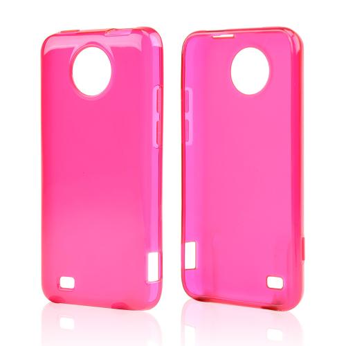 Hot Pink/ Frosted Crystal Silicone Skin Case for ZTE Vital