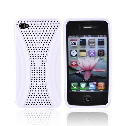 Premium Apple iPhone 4 Silicone Case w/ Screen - Xmatrix Rear White - XXIP4