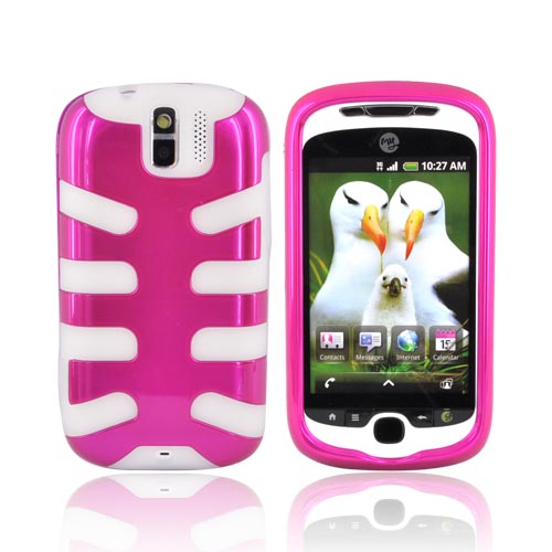 T-Mobile MyTouch 3G SLIDE Hard Case over Silicone - Hot Pink on Frost White