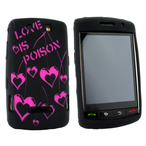 Blackberry Storm 9530 Silicone Case, Rubber Skin - Hot Pink Love Poison on Black Blackberry Storm 9530 Silicone Case, Rubber Skin - Hot Pink Love Poison on Black