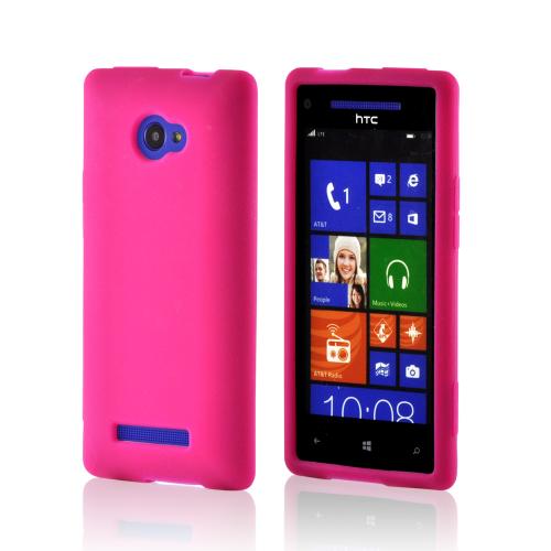 Hot Pink Silicone Case for HTC 8X