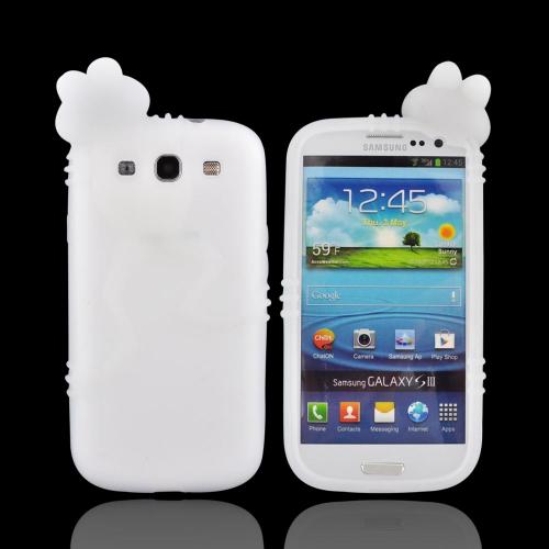 Samsung Galaxy S3 Silicone Case w/ 3D Animal - Frost White Peeking Frog