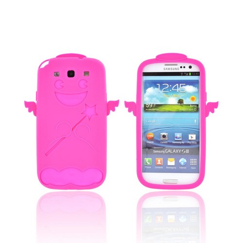 Samsung Galaxy S3 Silicone Case - Hot Pink Angel w/ Wings