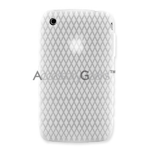 Apple iPhone 3G Silicone Case, Rubber Skin w/ Diamond Shape Back - Solid White