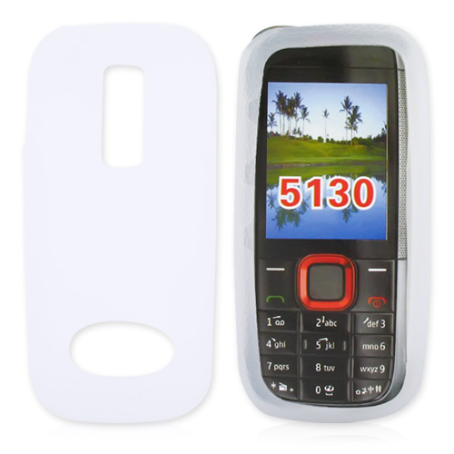 Nokia XpressMusic 5130 Leathery Texture Silicone Case, Rubber Skin - Frost White