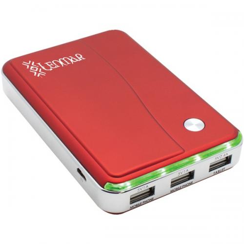 LENMAR PPW11000UR 11,000mAh Helix Portable Power Bank with 3 USB Ports for Mobile Phones & Tablets (Red)