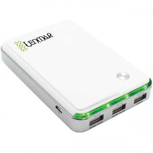 LENMAR PPW11000UW 11,000mAh Helix Power Bank with 3 USB Ports for Mobile Phones & Tablets (White)