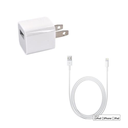 Apple Lightning Compatible Essential Bundle for Apple iPhone 6/5/5S/5C w/ Lightning Compatible Data Cable & USB Wall Adapter - MFI Certified!
