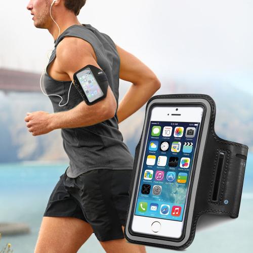Black Apple iPhone 6 Plus Sweat-Proof Neoprene Armband Case w/ Velcro Closure