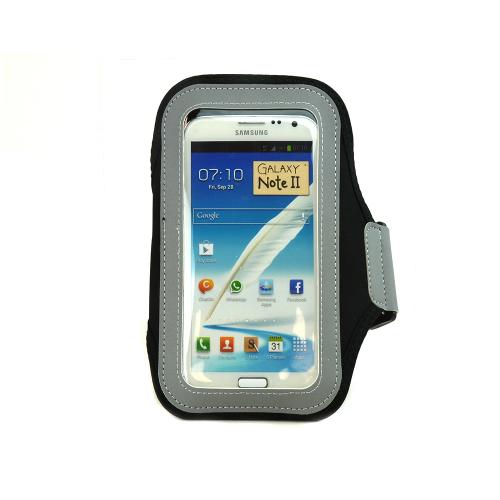 Black Sweat-Proof Neoprene Armband Case w/ Velcro Closure for Samsung Galaxy Note 1/2/3