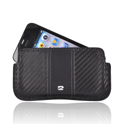 Original PureGear Universal Apple iPhone 3G 3GS 4 Horizontal Soft Case Pouch w/ Removable Clip and ID Slots - Black (PUT)