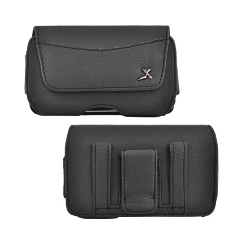 Universal Horizontal Leather Pouch Case w/ Belt Clip - Black (PUTL)