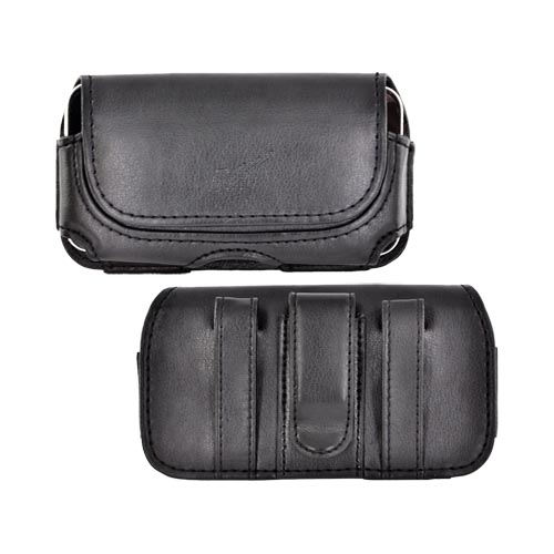 Universal Horizontal Oil Leather Pouch W/ Magnetic Closure - Black (BL)